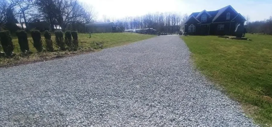 A finished gravel drive on a Cleveland County property &mdash; served by Little Acres Grading